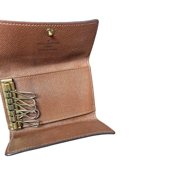 Louis Vuitton Signature LV Monogram Leather Key Case Wallet Brown AS IS - Picture 7 of 13